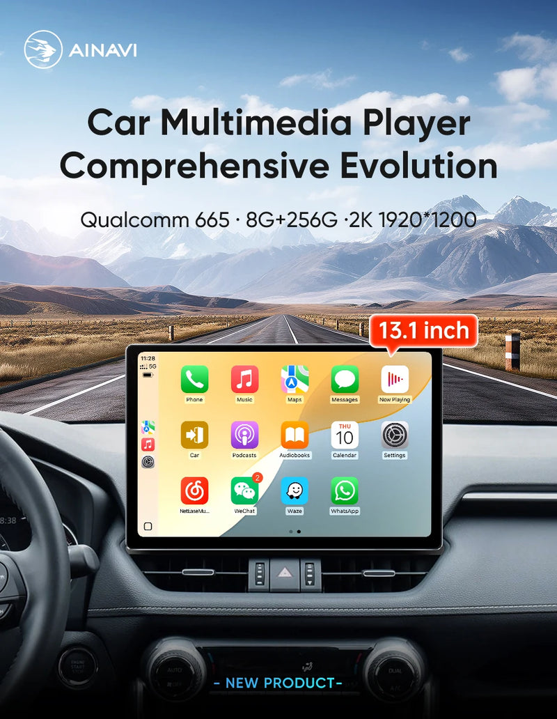 Autoradio Ainavi Android 13 Écran 13,1 Pouces Toyota RAV4 XA50 2019-2025 CarPlay Sans Fil 2K