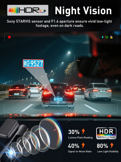 Dashcam 4K Avant et Arrière Wi-Fi Mode Parking