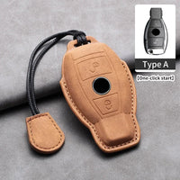 Étui de Protection Clé Mercedes Classe A B C E CLA GLC GLK W204 W205 W212 Cuir Velours