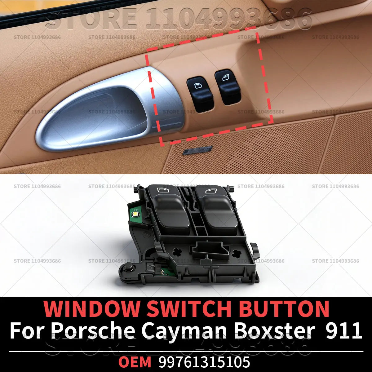 Bouton Lève-Vitre Porsche 911 997 Boxster Cayman 987