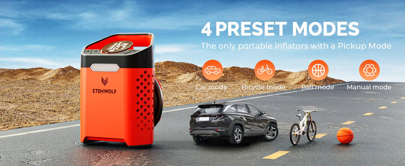 Gonfleur de Pneu ETENWOLF V3 160 PSI Compresseur Portable 7800 mAh