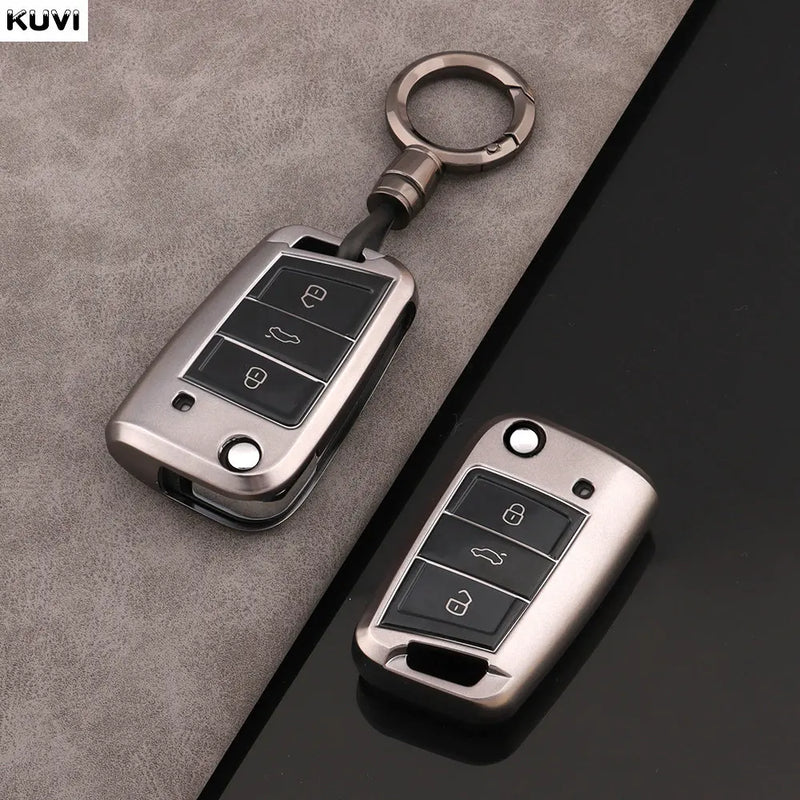 Étui de Protection Clé Volkswagen Polo Golf 7 Tiguan Skoda Octavia Kodiaq Karoq Seat Ateca Gris