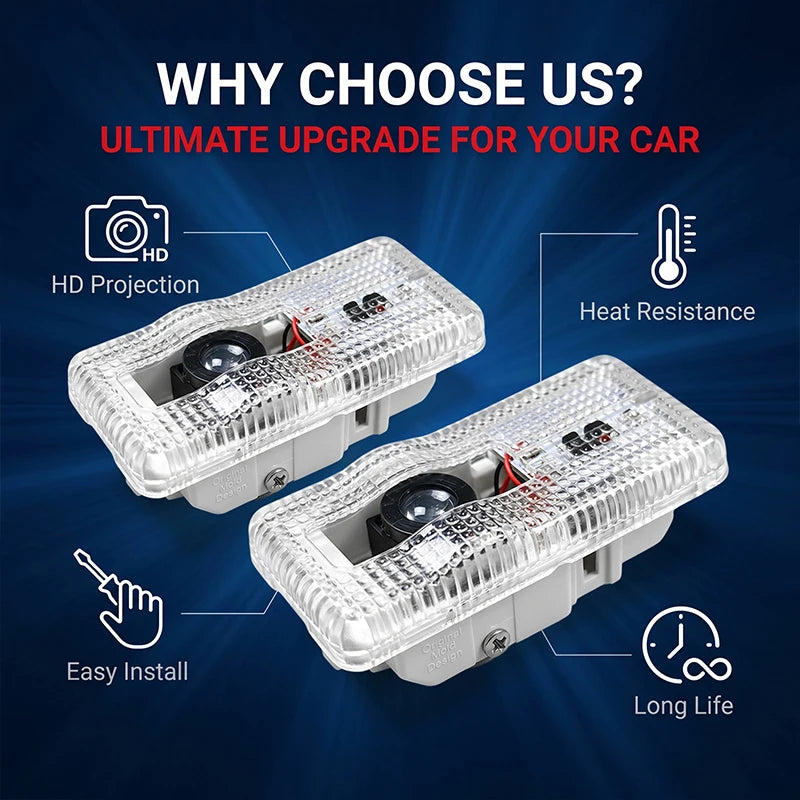 Projecteur Porte Citroën, Lot de 2, Plug and Play, Lentille Verre HD, C3 C4 C5 C6 Picasso Cactus DS3