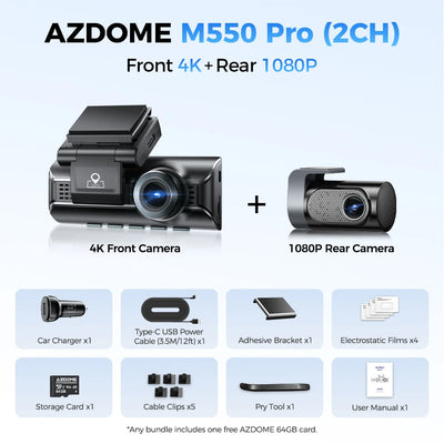 Dashcam AZDOME 4K Vision Nocturne Infrarouge GPS WiFi