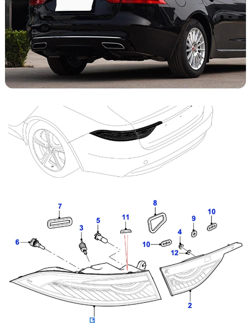 Feux Arrière Jaguar XF 2016-2019 Extérieur Intérieur Gauche Droit