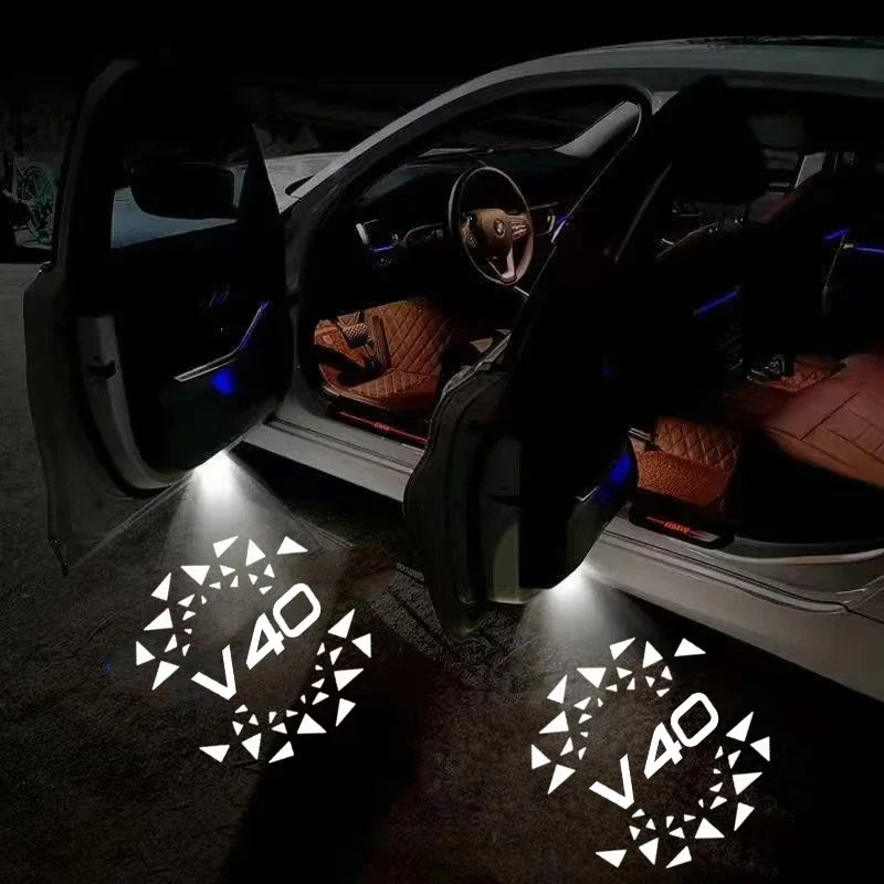 Projecteur Porte Volvo V40 2013-2019 LED, Lot de 2, 8 Motifs, Remplacement Direct