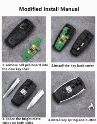 Coque de Clé Audi KEYECU Modifiée pour Télécommande Intelligente 3 Touches A1 A3 A4 A6 A8 Q2 Q3 Q5 Q7 TT RS3 RS5