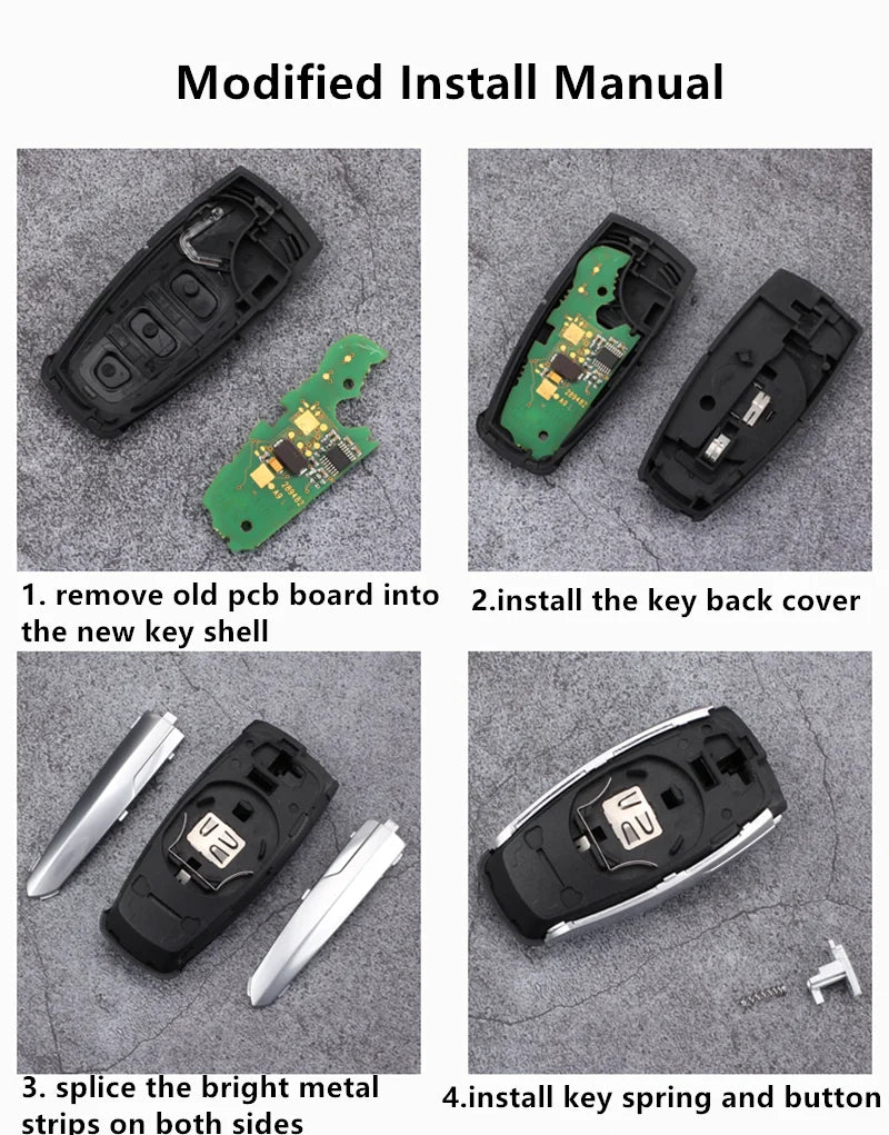 Coque de Clé Audi KEYECU Modifiée pour Télécommande Intelligente 3 Touches A1 A3 A4 A6 A8 Q2 Q3 Q5 Q7 TT RS3 RS5