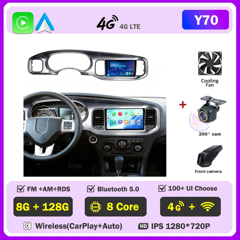 Autoradio Android Dodge Charger 2011-2014 Écran QLED 9 pouces CarPlay GPS Navigation