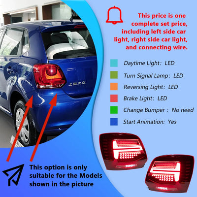 Feux Arrière LED Volkswagen Polo 2011-2018 Style Audi Q2