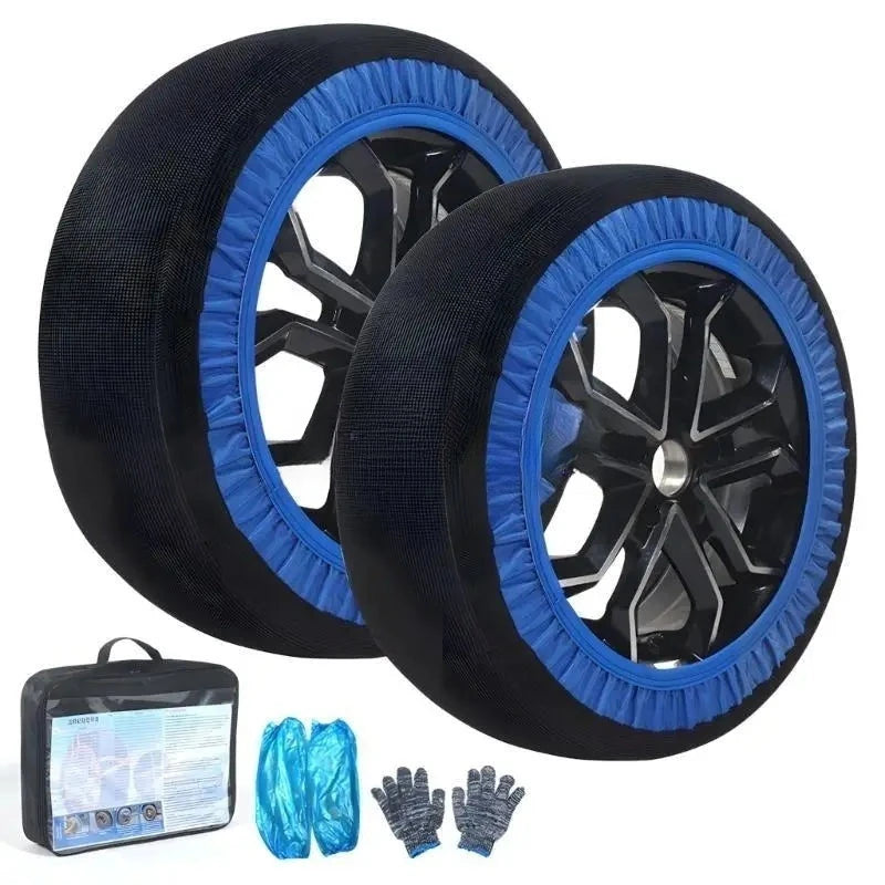 Chaussettes à Neige Voiture Textile Bleues Paire Tailles XS à XXL