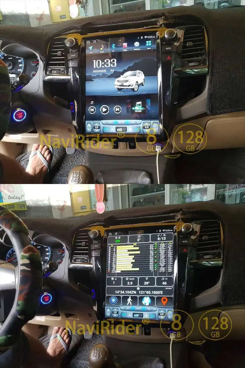 Autoradio Android 14 Écran Vertical Toyota Fortuner et Hilux 2005-2014 CarPlay GPS 4G