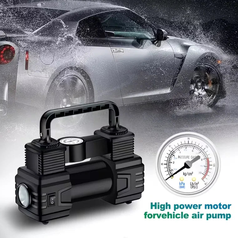 Compresseur de Pneu Voiture 12V Double Cylindre Manomètre ou Écran