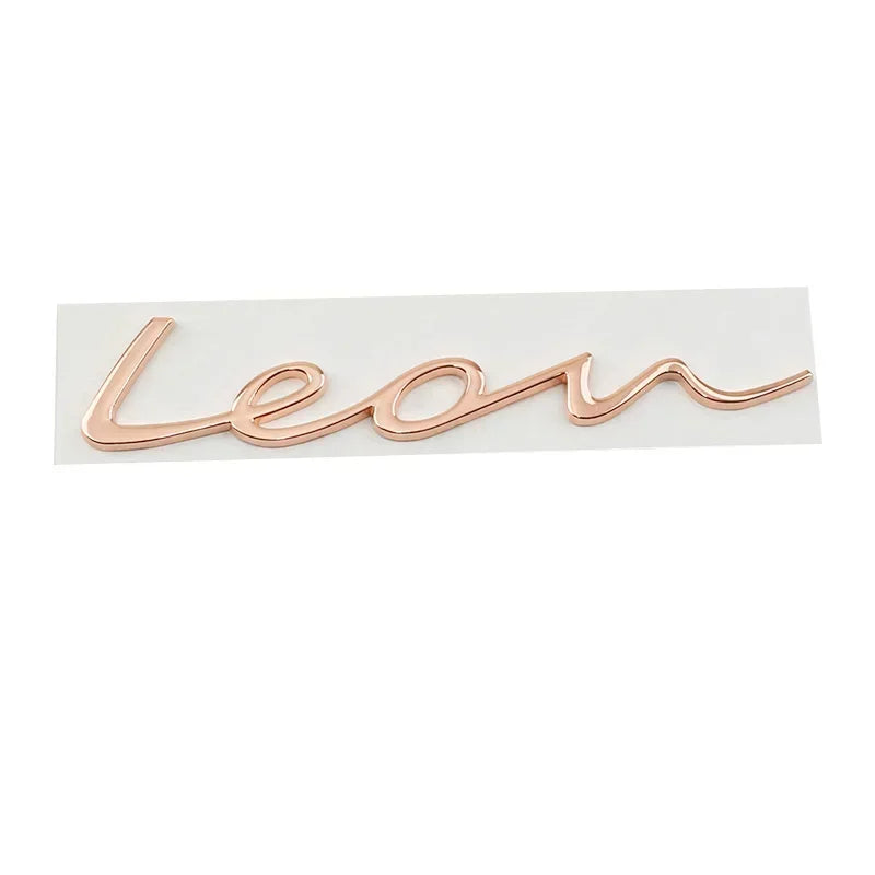 Emblème Lettres LEON 3D en Alliage de Zinc pour Seat Leon MK1 à MK6 et FR, Capitales ou Manuscrit, 5 Coloris