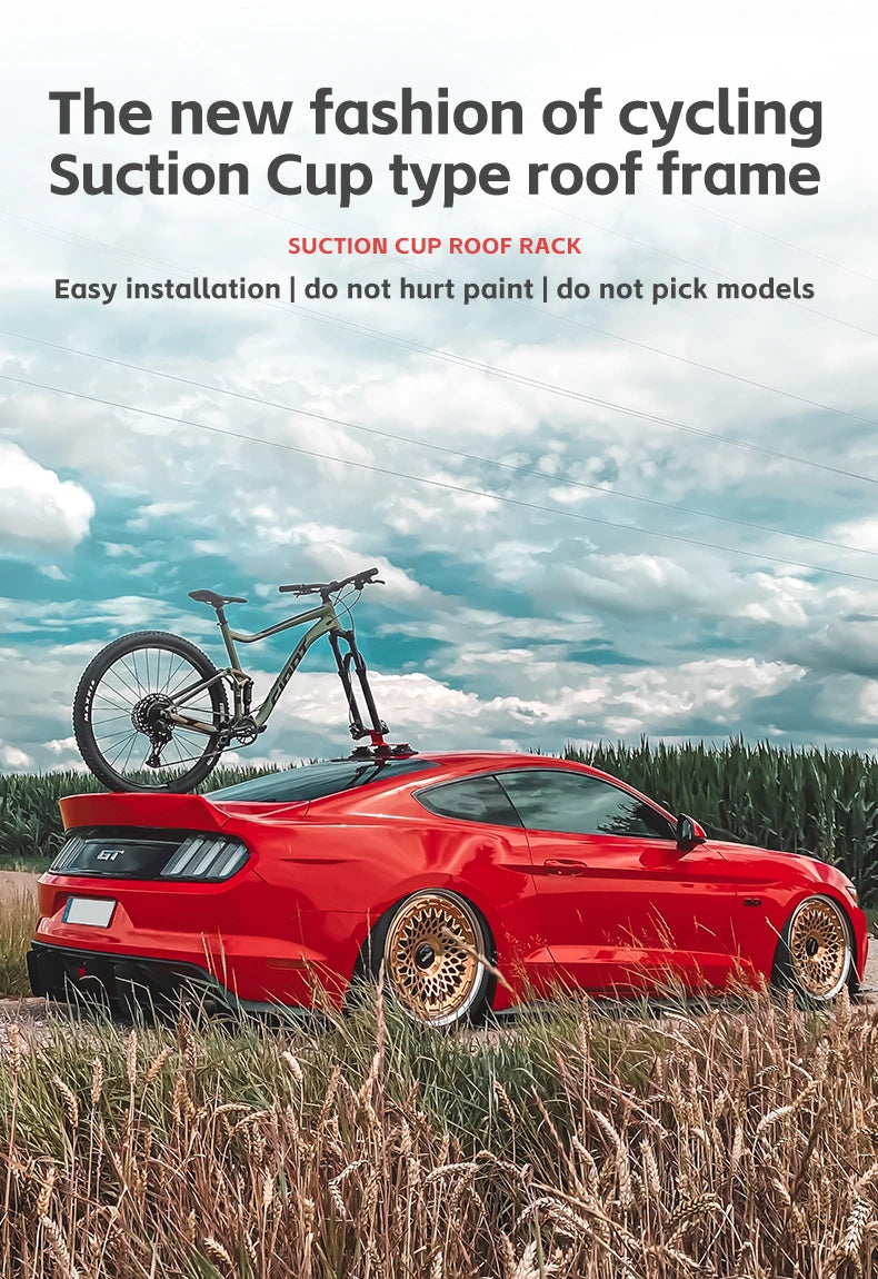 ROCKBROS Porte-Vélo de Toit à Ventouses pour 2 Vélos en Alliage d'Aluminium et Installation Rapide sans Perçage