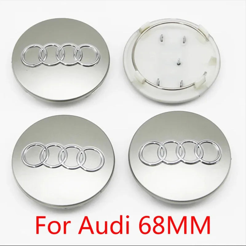 Cache-Moyeux Audi A3 A4 A6 Q5 Q7 60mm 77mm — vue de trois quarts