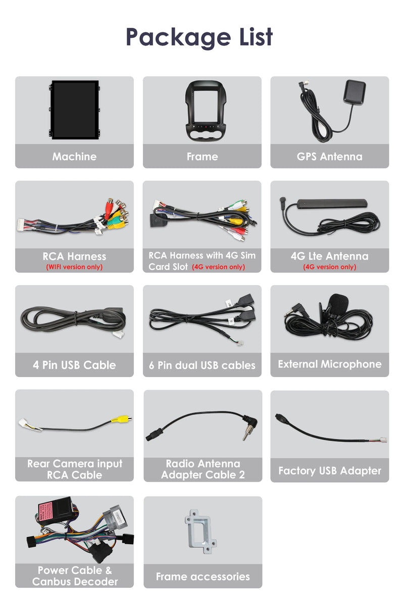 Autoradio Android Ford Ranger 2012-2015 Écran Vertical 9,7 Pouces CarPlay Sans Fil GPS DSP