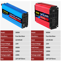 Convertisseur 12V 220V Voiture Pur Sinus 1000 à 6000 W Onduleur 12 V 24 V