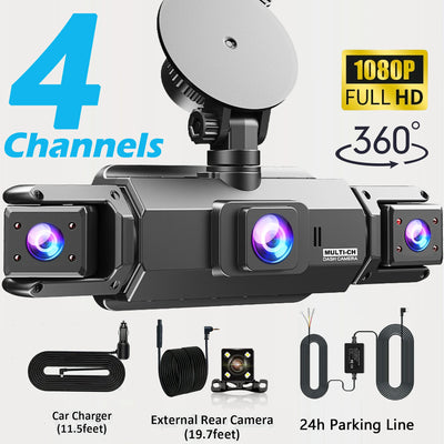 Dashcam 4 Canaux 4K WiFi Avant Arrière Intérieur