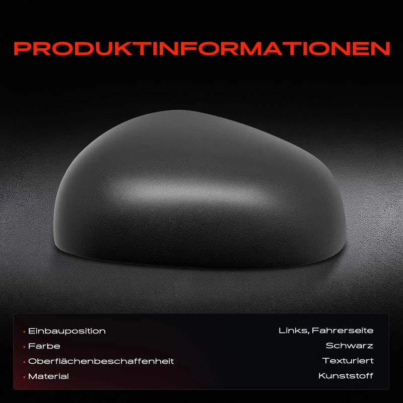 Coque de Rétroviseur Gauche Renault Twingo 3 2014-2025 et Smart Fortwo Forfour 453, Côté Conducteur, Noir Texturé 4538110101