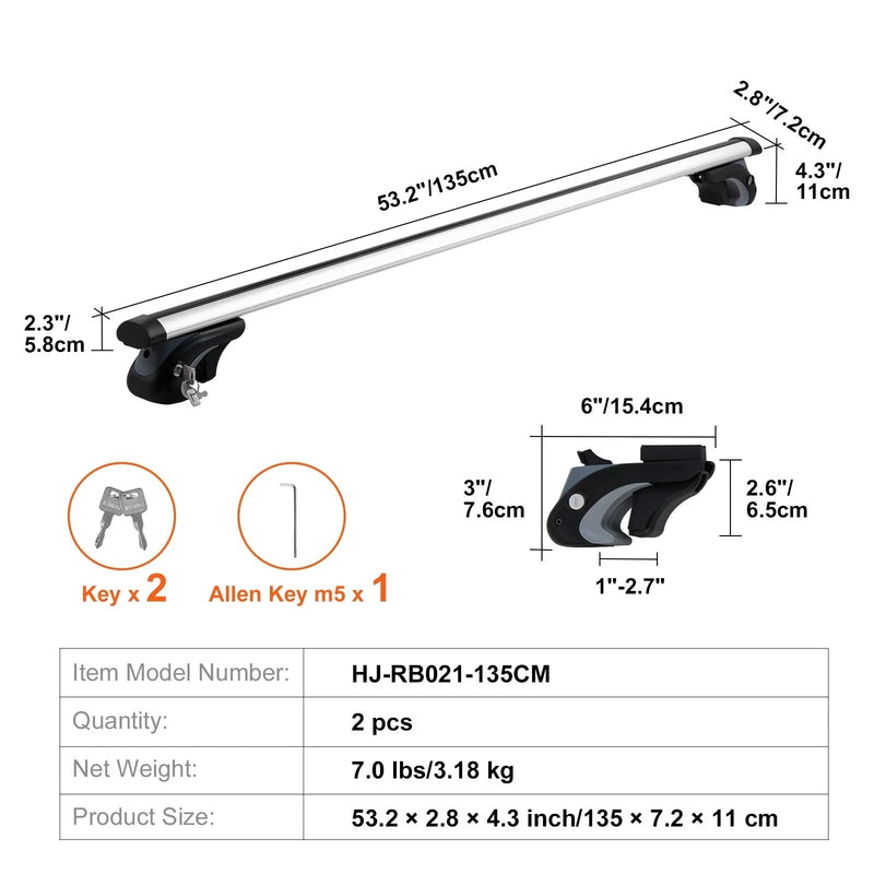 Barres de Toit VEVOR Aluminium Verrouillables Rails Latéraux