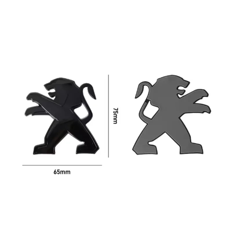Logo Lion Peugeot en ABS 3D, Emblème de Capot et de Coffre 75, 80, 83, 105 ou 115 mm, Noir Brillant ou Argent