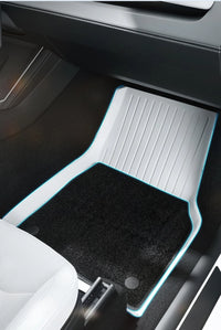 Tapis de Sol Tesla Model Y Juniper 2025-2026 TPE Blanc Moquette Noire