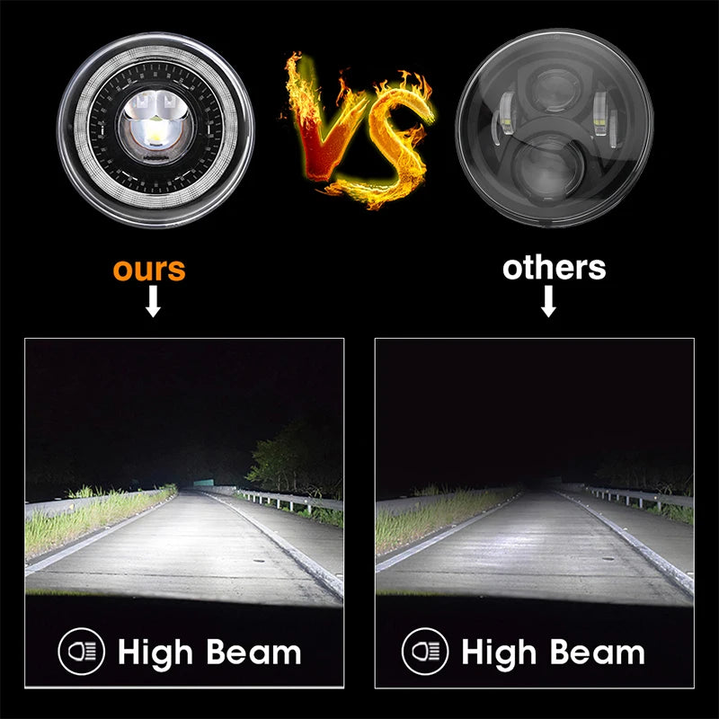 Phare Rond LED 7 Pouces Land Rover Defender Lada Niva Uaz Hunter 4x4 Anneau Halo Feu de Route Unité