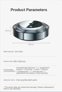 Désodorisant Voiture Électrique Rond Alliage de Zinc Huiles Essentielles