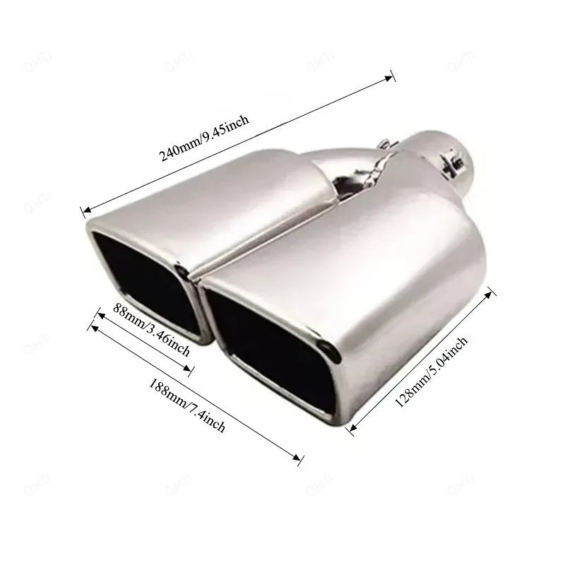 Embout d'Échappement Double Sortie Carrée Inox 58 mm