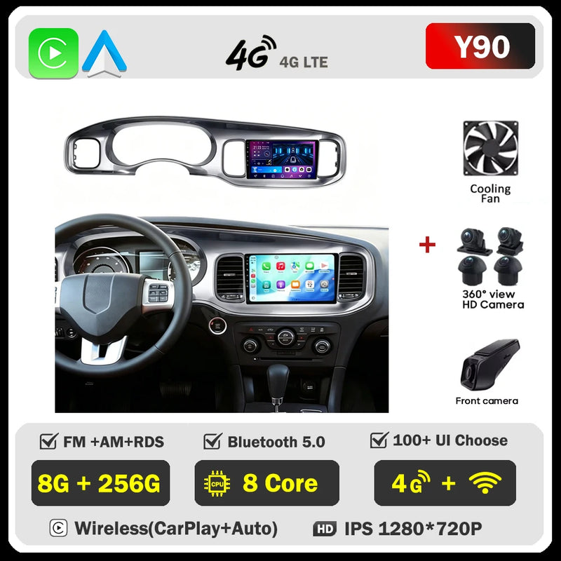 Autoradio Android Dodge Charger 2011-2014 Écran QLED 9 pouces CarPlay GPS Navigation
