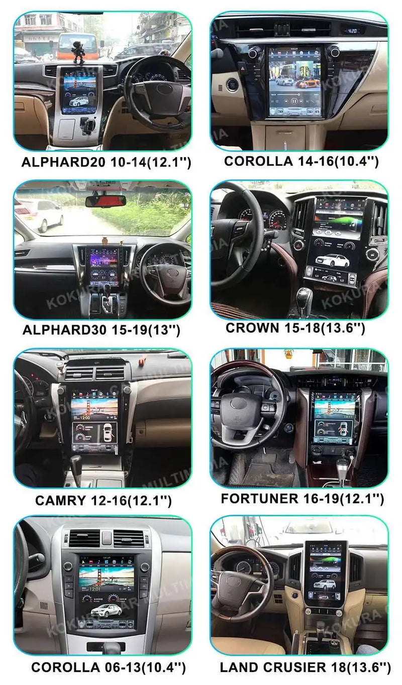 Autoradio Android 14 Écran Vertical Toyota Fortuner et Hilux 2005-2014 CarPlay GPS 4G
