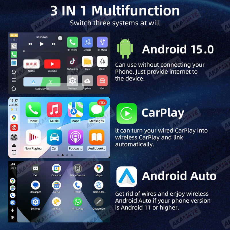 Boîtier CarPlay Sans Fil Android Auto Mini Clé USB Vidéo en Streaming
