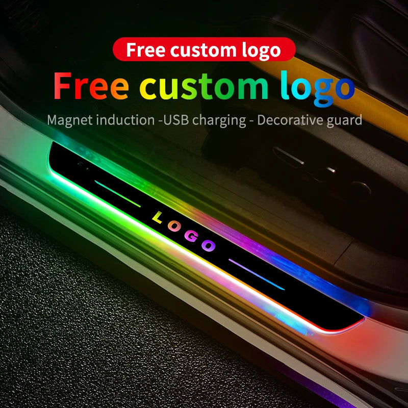 Seuil de Porte LED Lumineux Logo Personnalisé Sans Fil USB