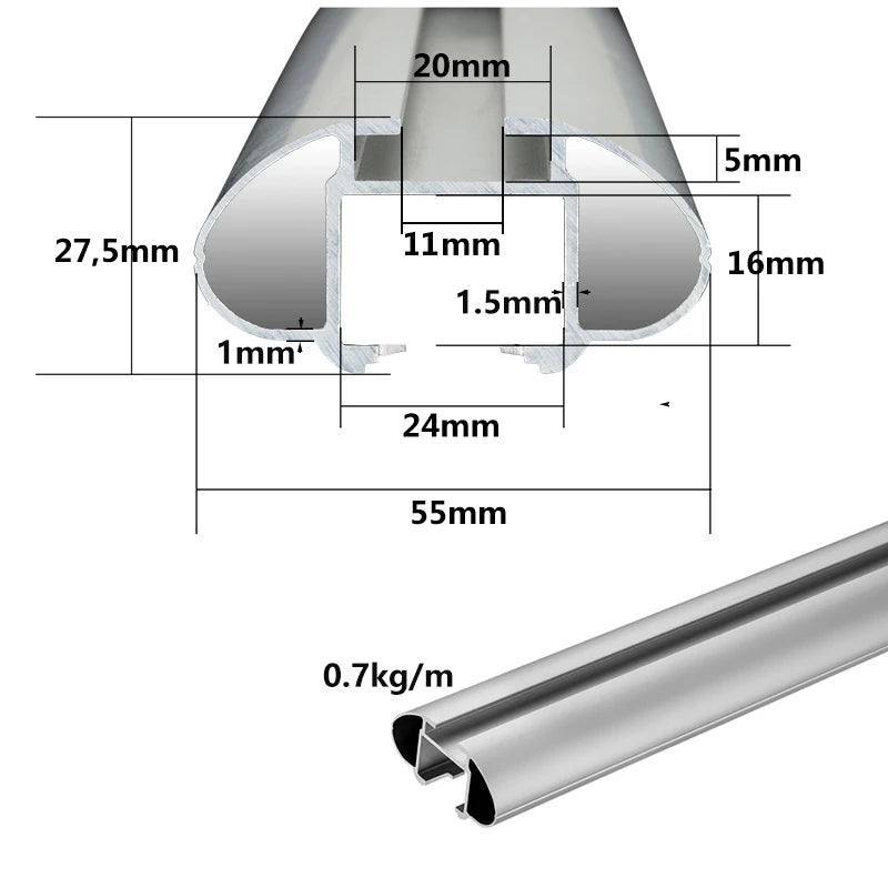 Barres de Toit Universelles MASITU Aluminium 100 à 140 cm