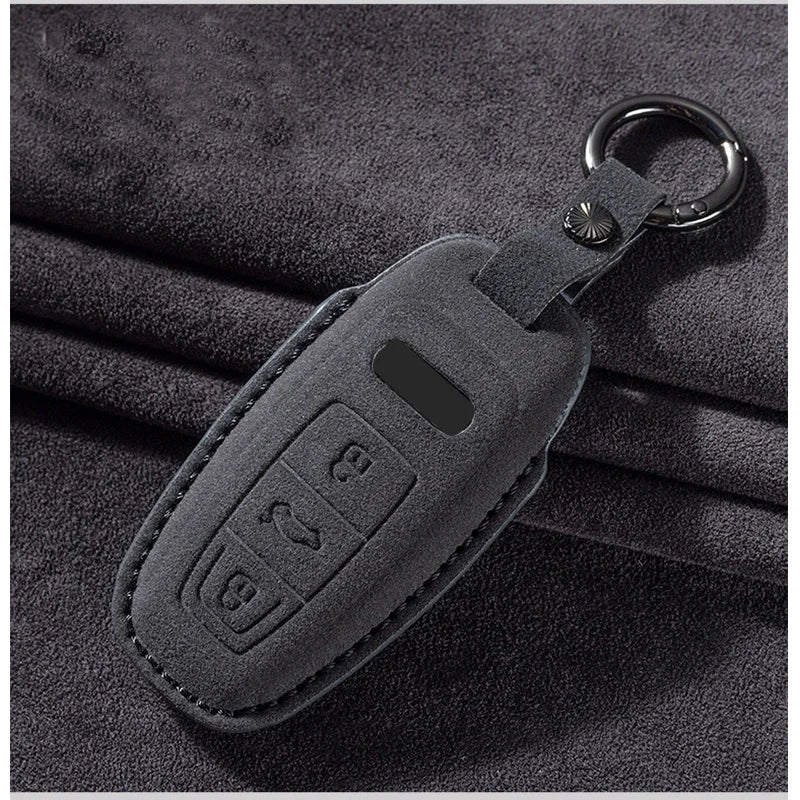 Coque de Clé Audi en Daim A3 A4 A5 A6 A7 A8 Q3 Q4 Q5 Q8 Étui de Protection Télécommande Type A, B ou C