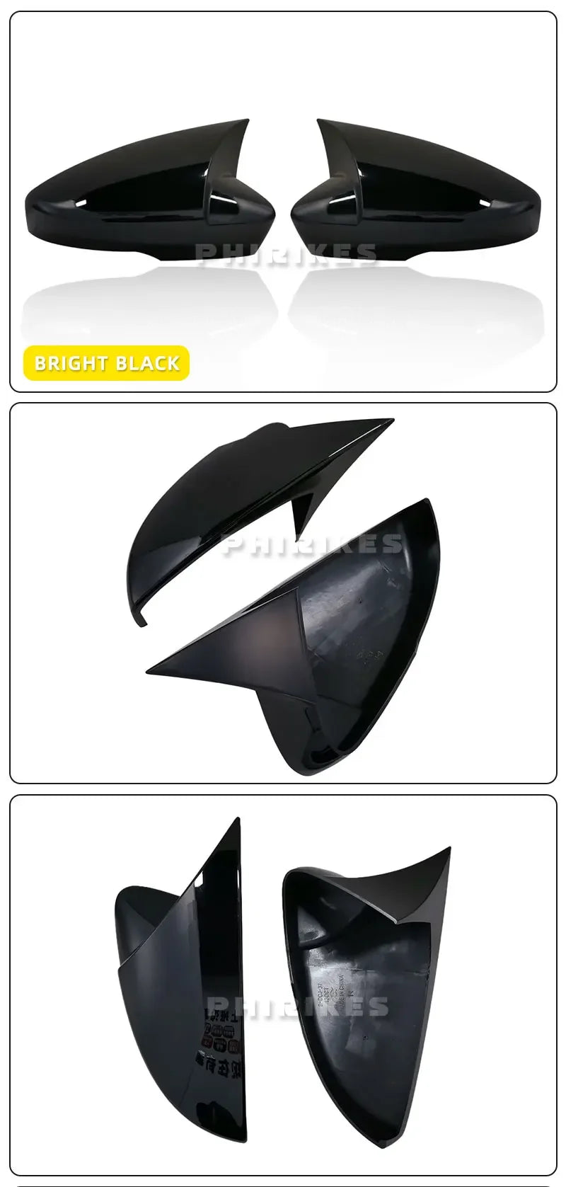 Coques de Rétroviseur Skoda Octavia 3 2013-2019 et VW T-Roc T-Cross 2018-2021 Style Bec, Aspect Carbone ou Noir Brillant