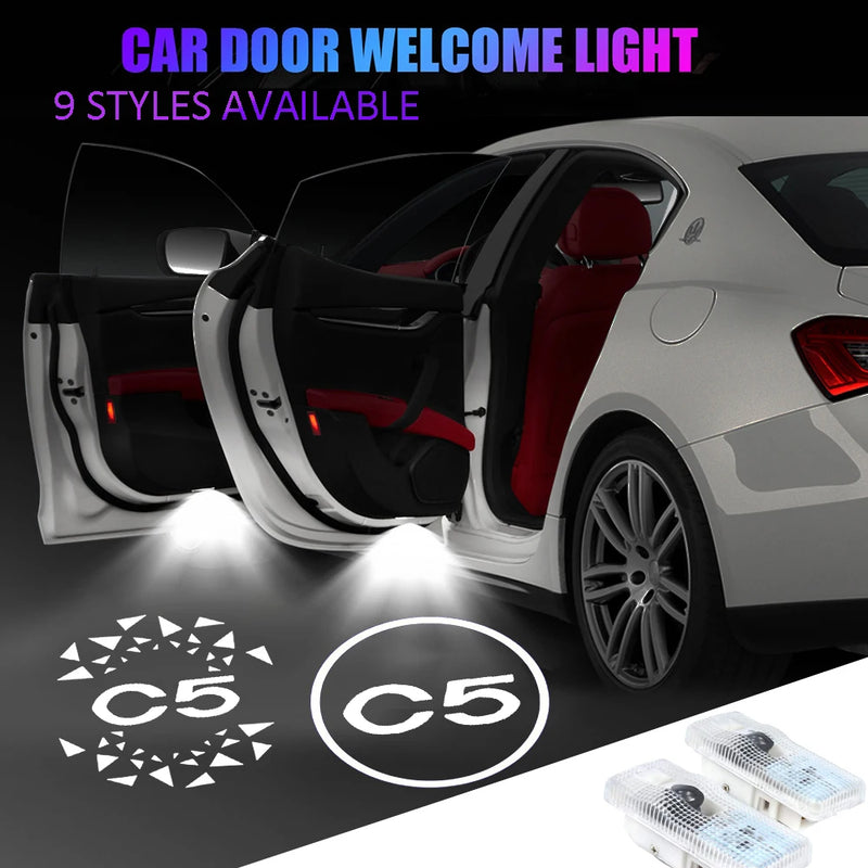 Projecteur Porte Citroën C5 2010-2016 LED, Lot de 2, 7 Motifs, Remplacement Direct