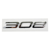Logo Peugeot 208, 308, 408, 408X, 508 et 508L en ABS 3D, Emblème Lettres de Coffre Noir Brillant, Argent ou Gris