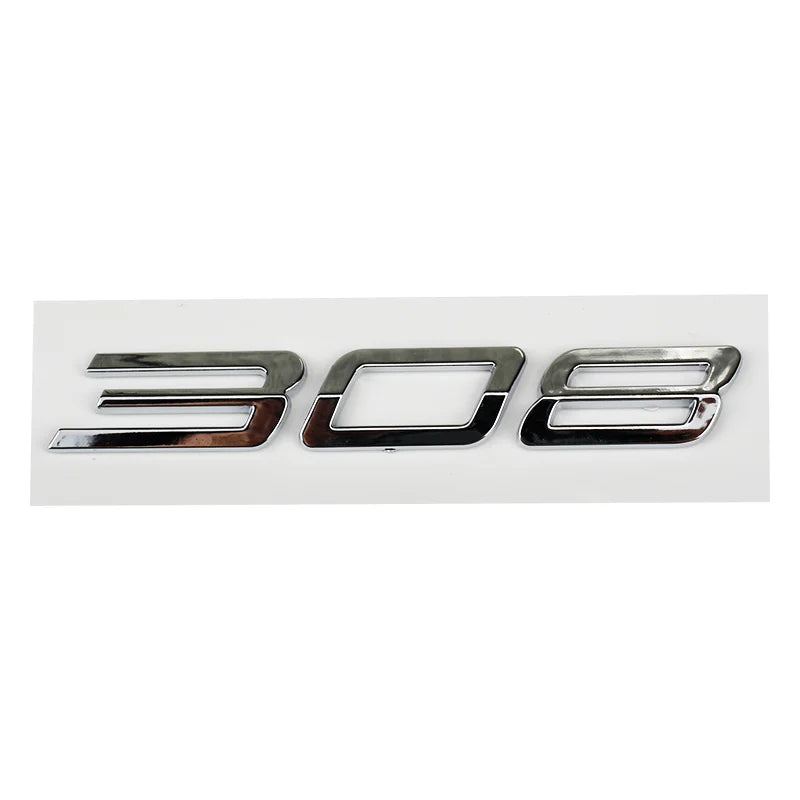 Logo Peugeot 208, 308, 408, 408X, 508 et 508L en ABS 3D, Emblème Lettres de Coffre Noir Brillant, Argent ou Gris