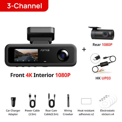 Dashcam 70mai T800E 4K 3 Canaux Commande Vocale