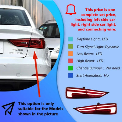 Feux Arrière LED Audi A3 S3 RS3 2013-2019 Scintillants