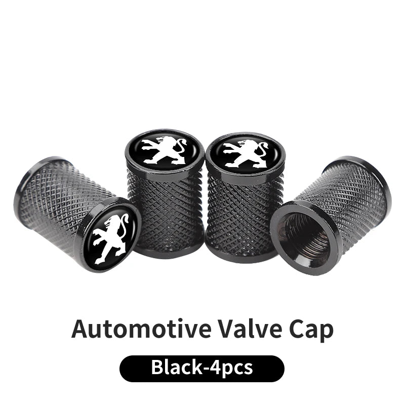 Bouchons de Valve Peugeot 206, 207, 208, 307, 308, 3008, 407, 508, Métal Strié, Lot de 4