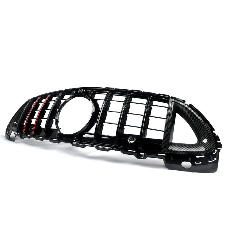Calandre Panamericana Mercedes Classe C W206 2021-2023 Noir Brillant Barres Rouges Look Carbone