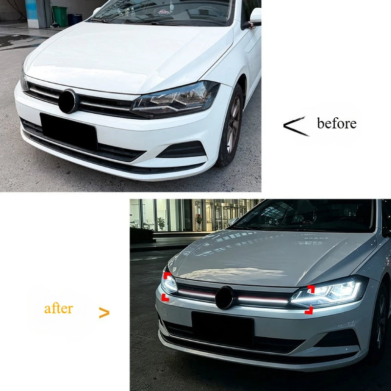 Calandre Volkswagen Polo 6 AW 2018-2025 Nid d'Abeille Barre Rouge