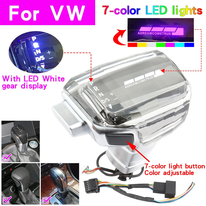 Pommeau de Vitesse Cristal LED Volkswagen Golf Audi A3 — vue en situation