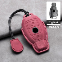 Étui de Protection Clé Mercedes Classe A B C E CLA GLC GLK W204 W205 W212 Cuir Velours