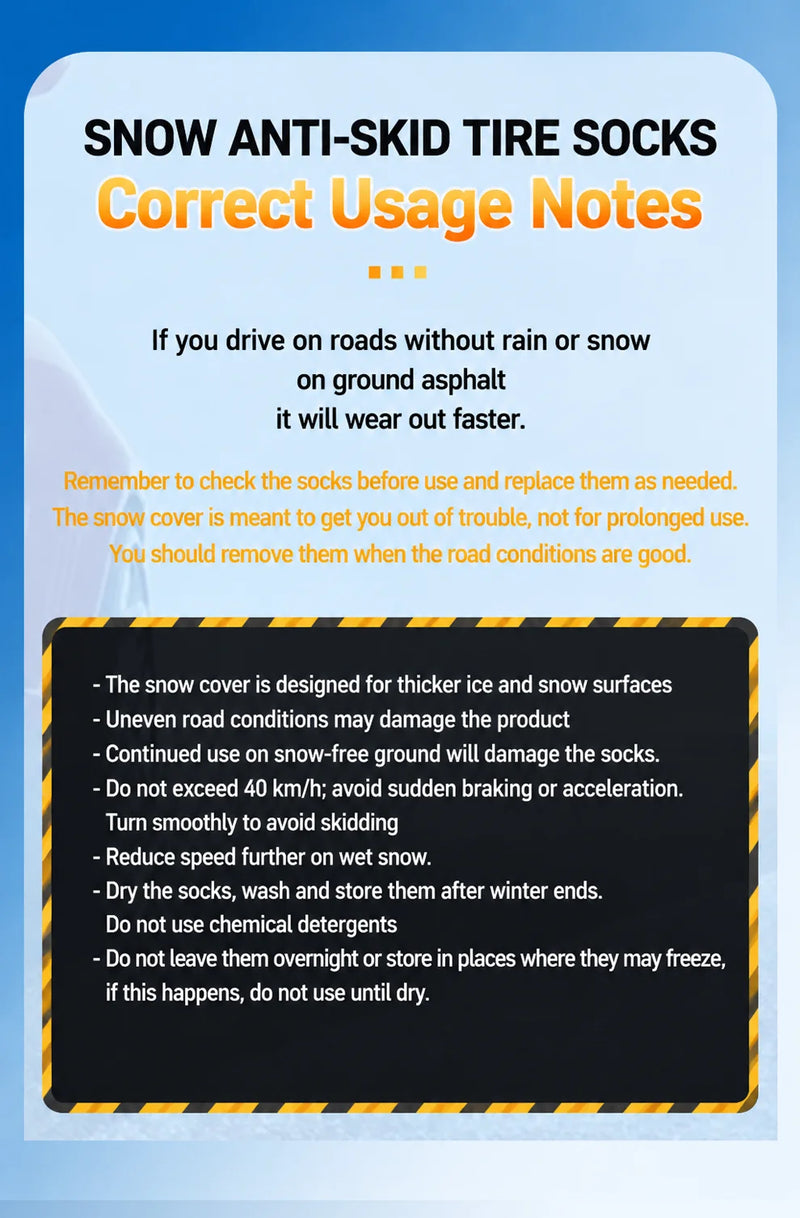 Chaussettes à Neige Voiture Antidérapantes Bandes Réfléchissantes et Boucles de Traction