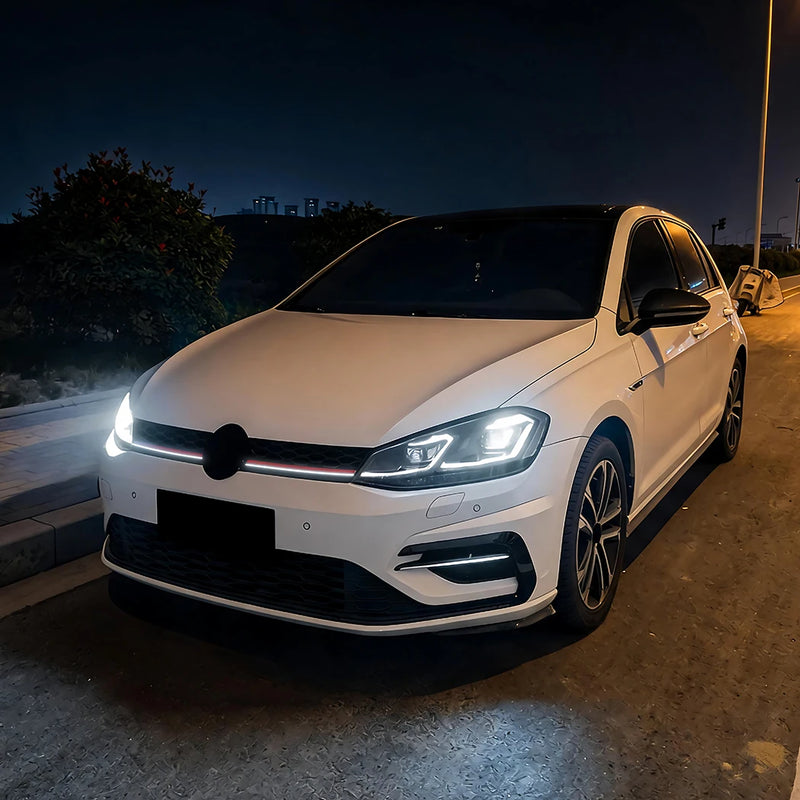 Calandre LED Volkswagen Golf 7.5 GTI 2017-2019 Nid d'Abeille Noir Brillant