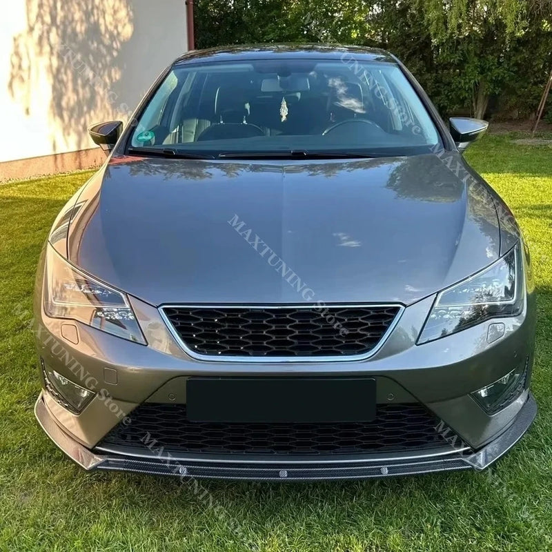 Lame Avant Splitter Seat Leon 5F MK3 MK3.5 2012-2019 Style Maxton 3 Pièces Noir Brillant